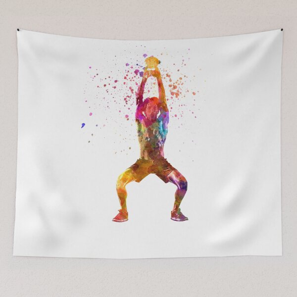 Item preview,  Young man practices fitness in watercolor designed and sold by paulrommer.