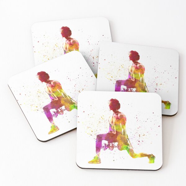 Item preview, Young man practices fitness in watercolor designed and sold by paulrommer.