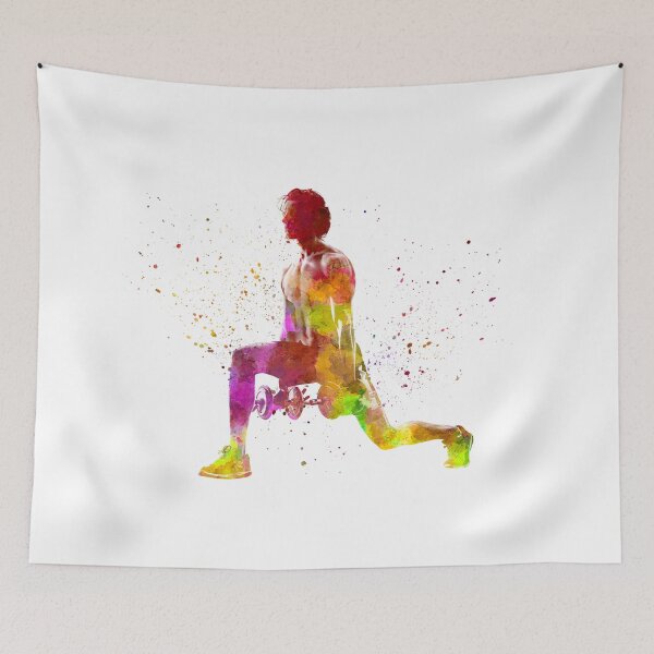 Item preview, Young man practices fitness in watercolor designed and sold by paulrommer.
