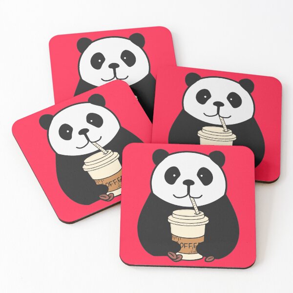 Item preview, Panda Drinks Coffee (Red) designed and sold by Artbysaeme.