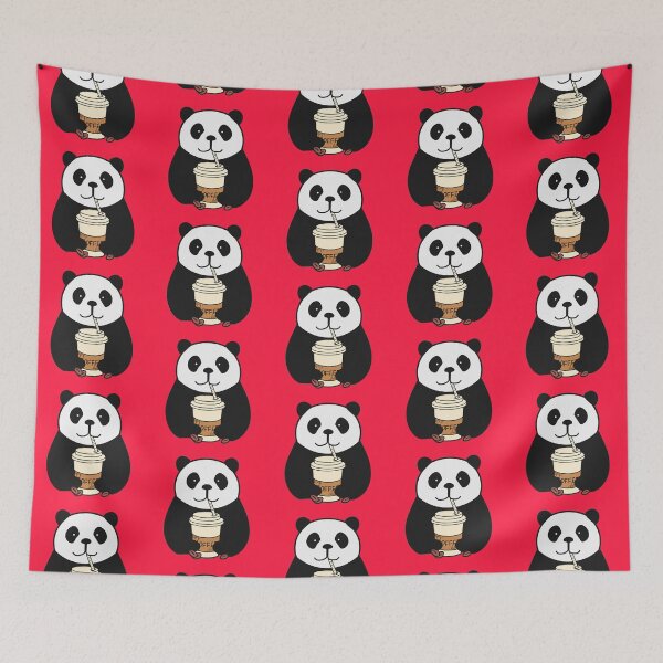 Item preview, Panda Drinks Coffee (Red) designed and sold by Artbysaeme.