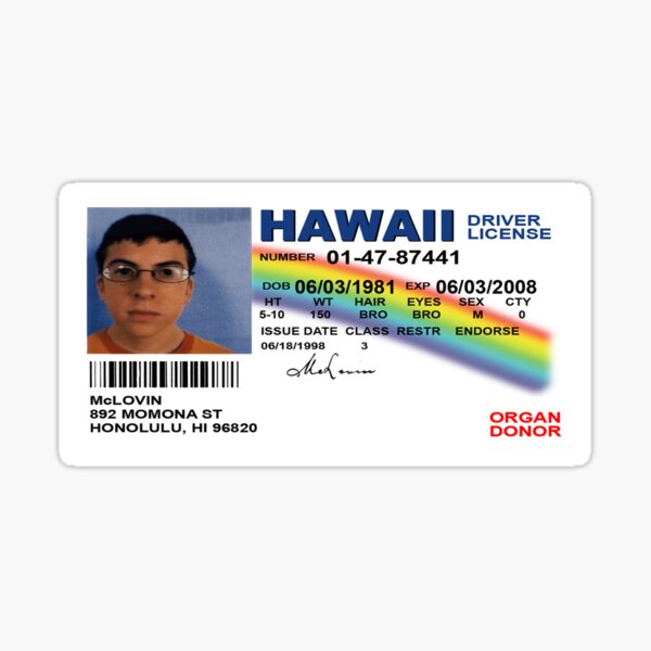 Mclovin Fake Id Sticker