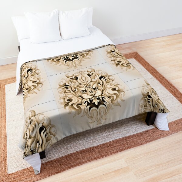 Lion head breathing fire Comforter