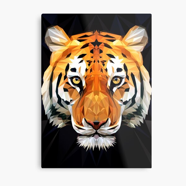 Tiger Low Poly Metal Print