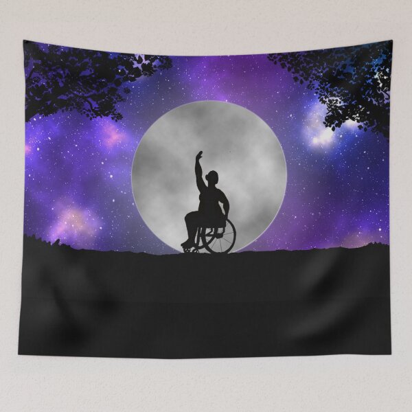 Item preview, Plus size disabled wheelchair user ballerina dancing before a full moon and galaxy designed and sold by KyttsyKrafts.