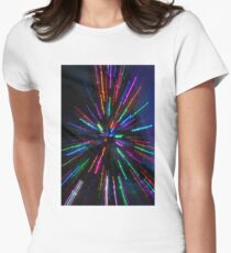 blue crazy christmas lights Women's Fitted T-Shirt