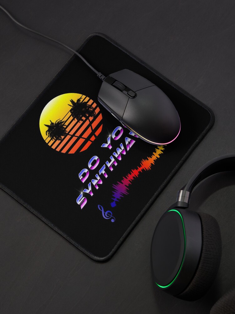 Alternate view of Do You Synthwave (with palm trees) Mouse Pad