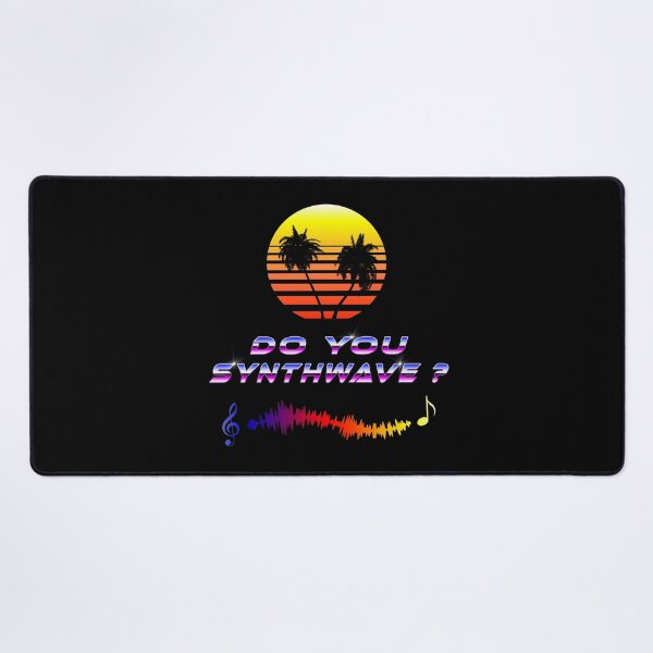 Do You Synthwave (with palm trees) Desk Mat