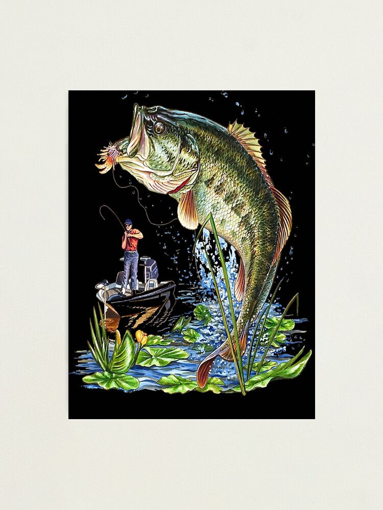 Fishing Graphic T-Shirt Large Mouth Bass Fish Photographic Print for Sale  by feliciastets