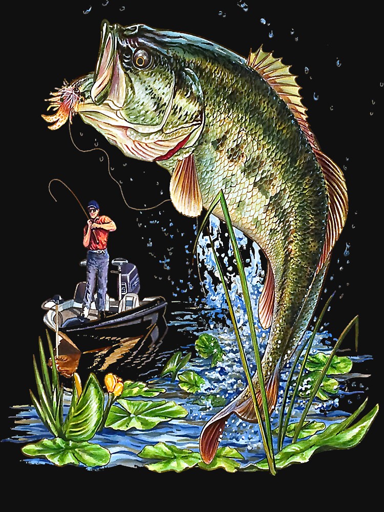 Fishing Graphic T-Shirt Large Mouth Bass Fish Essential T-Shirt