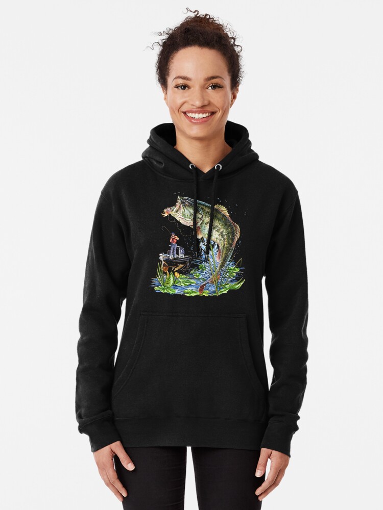 Fishing Graphic T-Shirt Large Mouth Bass Fish | Pullover Hoodie