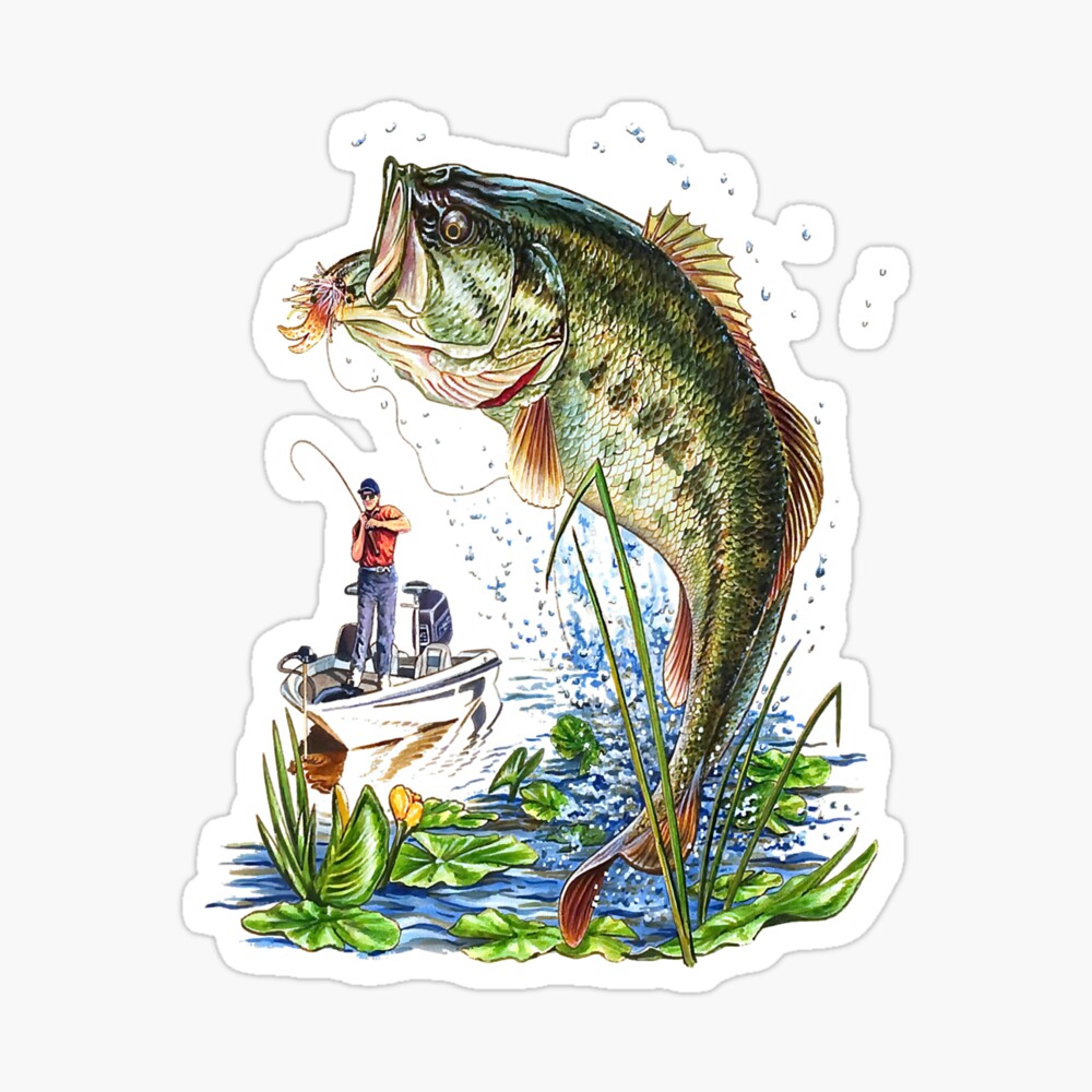 Fishing Graphic T-Shirt Large Mouth Bass Fish Postcard for Sale