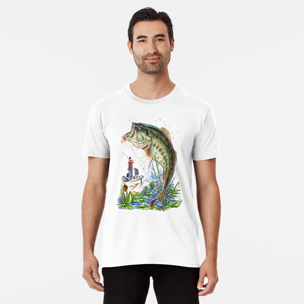 Fishing Graphic T-Shirt Large Mouth Bass Fish Postcard for Sale by  feliciastets