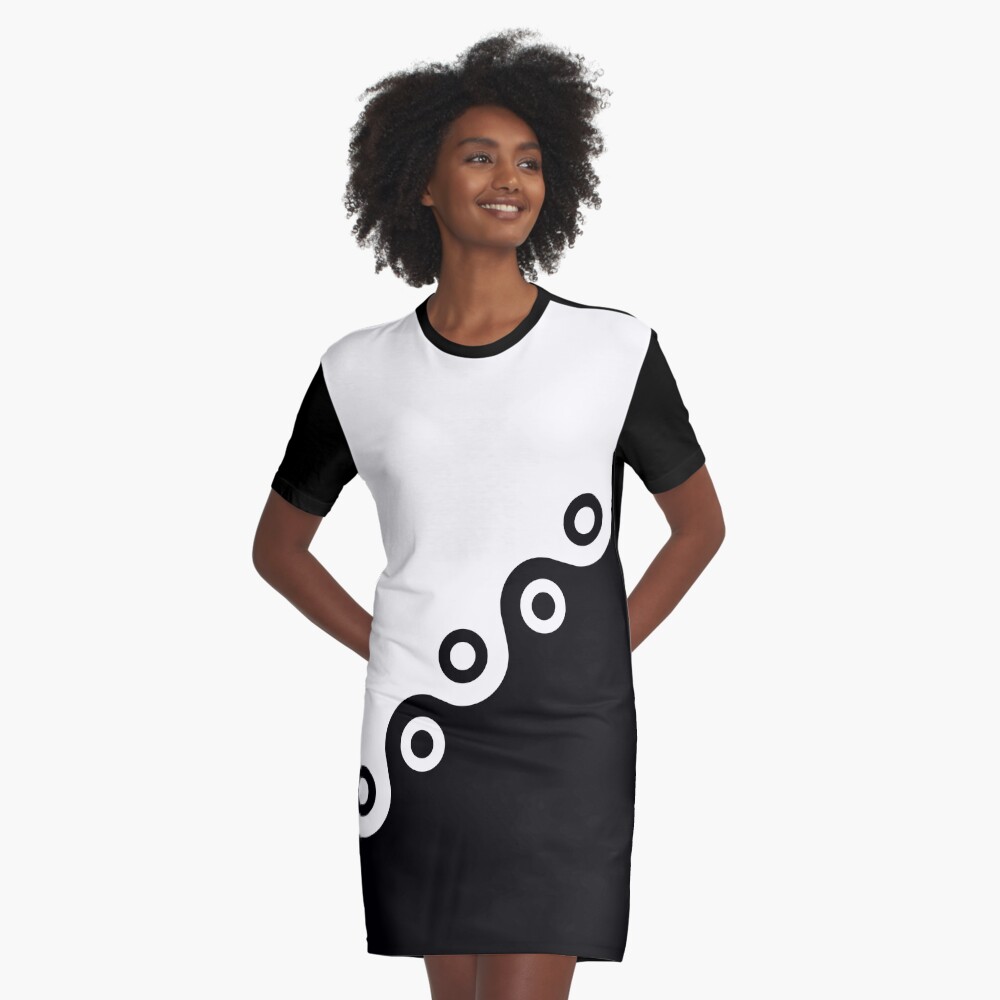 Yin and Yang Black and White Symmetrical Asymmetry | Graphic T-Shirt Dress