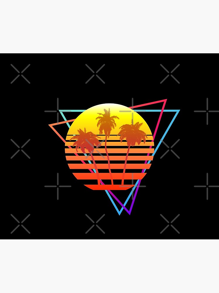 Synthwave Sun (with palm trees and triangles) by GaiaDC