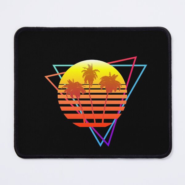 Synthwave Sun (with palm trees and triangles) Mouse Pad