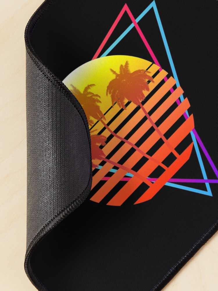 Alternate view of Synthwave Sun (with palm trees and triangles) Mouse Pad
