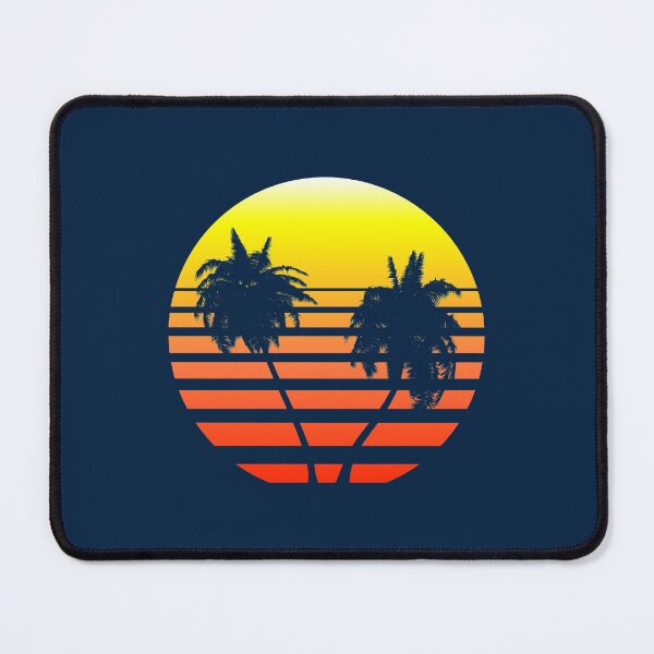 Synthwave Sunset (with palm trees) Mouse Pad
