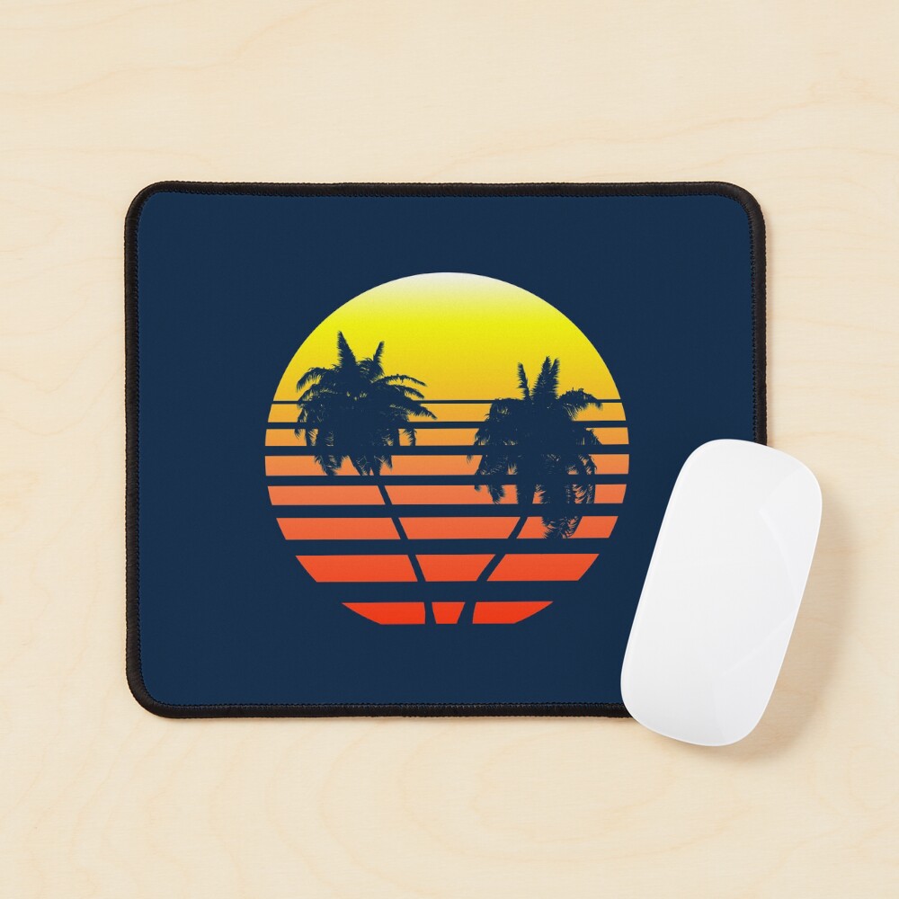 Synthwave Sunset (with palm trees) Mouse Pad