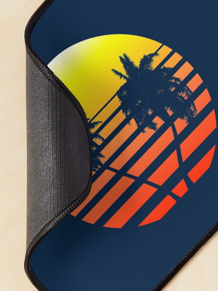 Alternate view of Synthwave Sunset (with palm trees) Mouse Pad