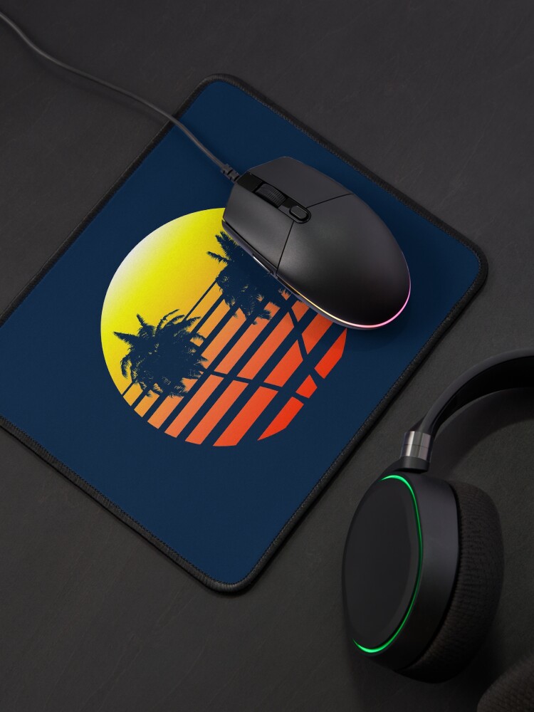 Alternate view of Synthwave Sunset (with palm trees) Mouse Pad