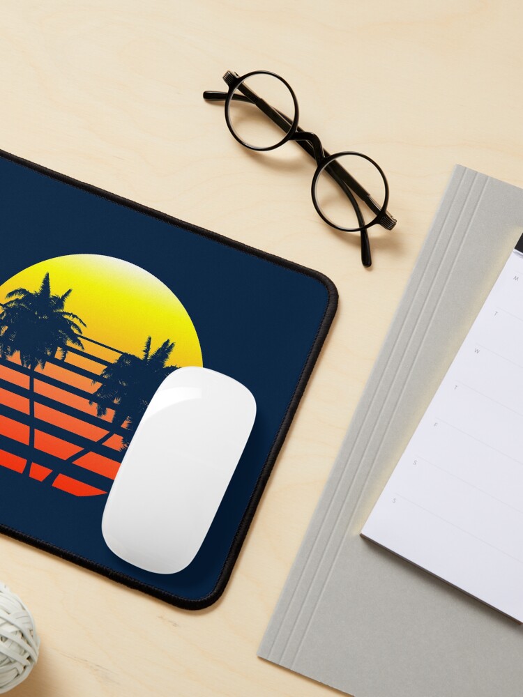 Alternate view of Synthwave Sunset (with palm trees) Mouse Pad