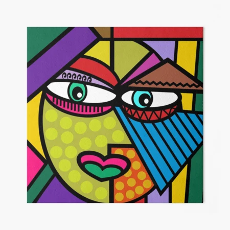 Funky Art Face with Dots and Stripes