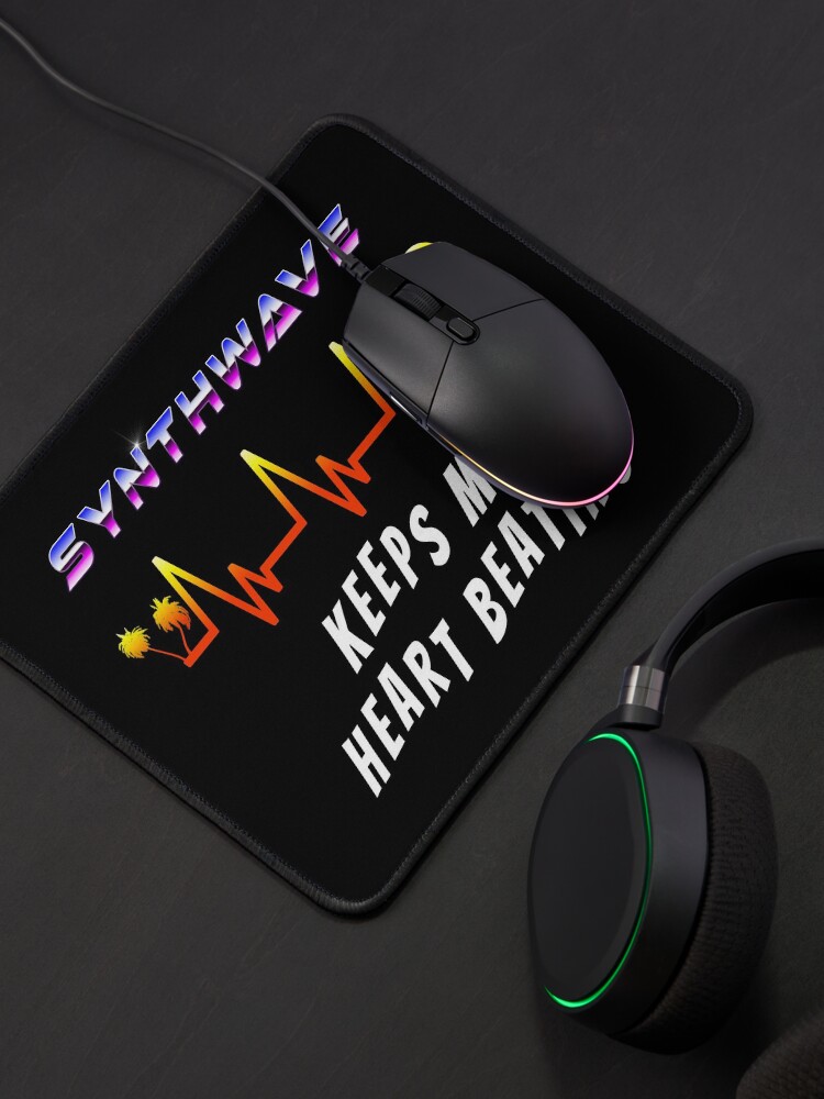 Alternate view of Synthwave keeps my heart beating Mouse Pad