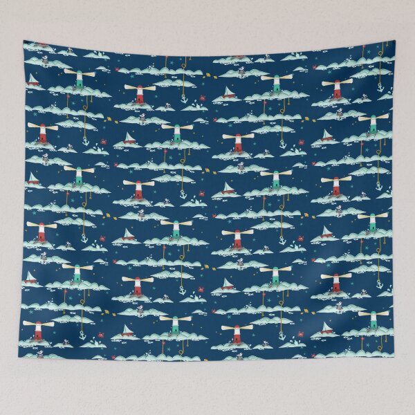 Item preview, Maritime pattern - I love the Baltic sea - dark blue designed and sold by Anne Kubik.