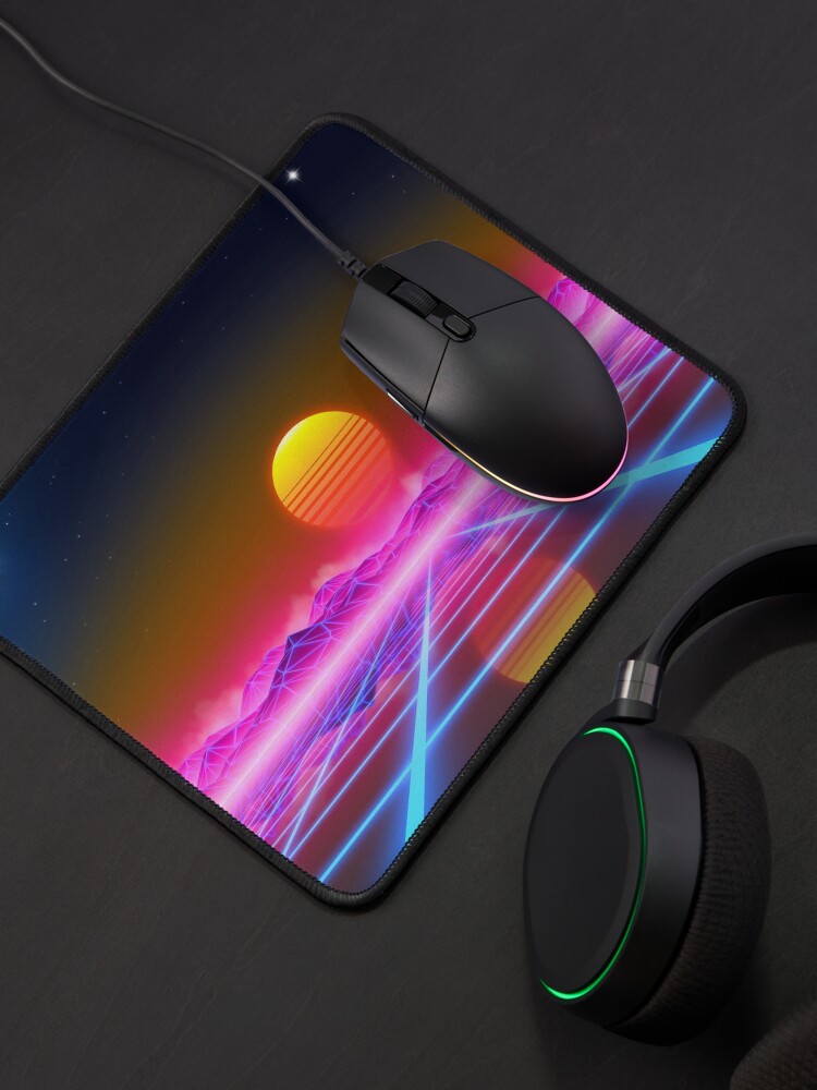 Alternate view of Synthwave landscape Mouse Pad
