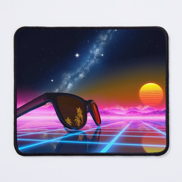 Sunglasses in a synthwave landscape Mouse Pad