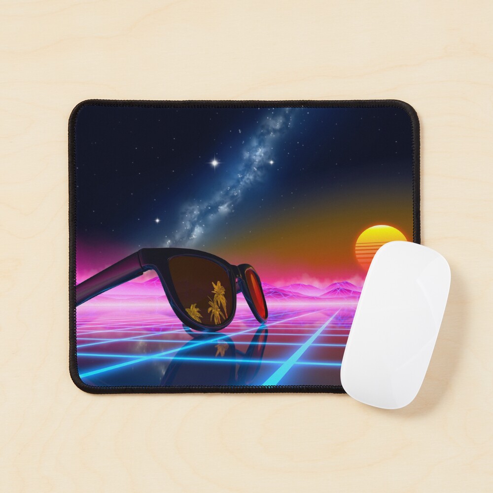 Sunglasses in a synthwave landscape Mouse Pad