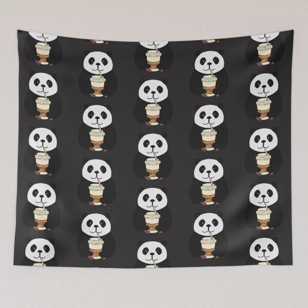 Item preview, Panda Drinks Coffee (Black) designed and sold by Artbysaeme.