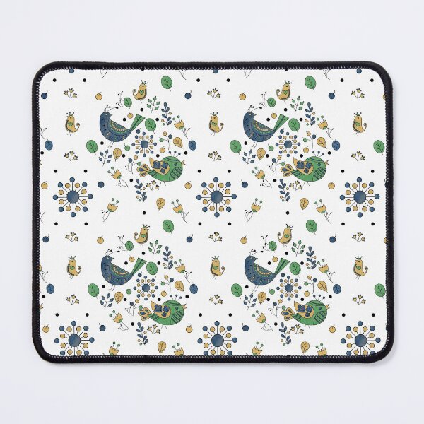 Item preview, Scandinavian Folklore Blue and Green Birds Pattern designed and sold by LotusArtStudio.