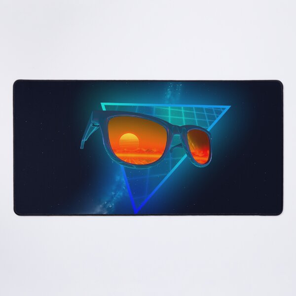 Sunglasses in space (Blue) Desk Mat