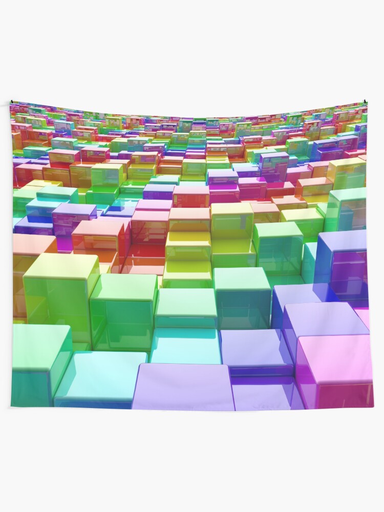 Alternate view of Rainbow Cubes Tapestry