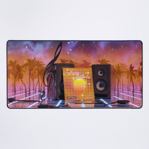 80s music in music land with palm trees Desk Mat