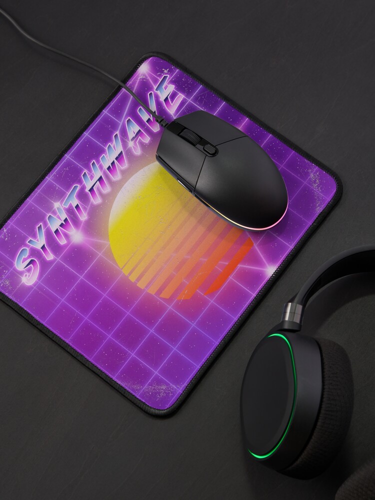 Alternate view of Synthwave music vinyl disk album Mouse Pad
