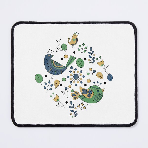 Item preview, Scandinavian Folklore Blue and Green Birds designed and sold by LotusArtStudio.