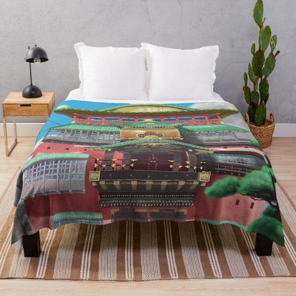 Bathhouse Spirited Away Digital Art Throw Blanket