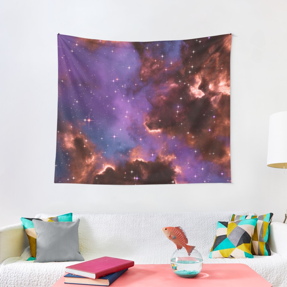 Fantasy nebula cosmos sky in space with stars (Red/Purple/Blue) Tapestry