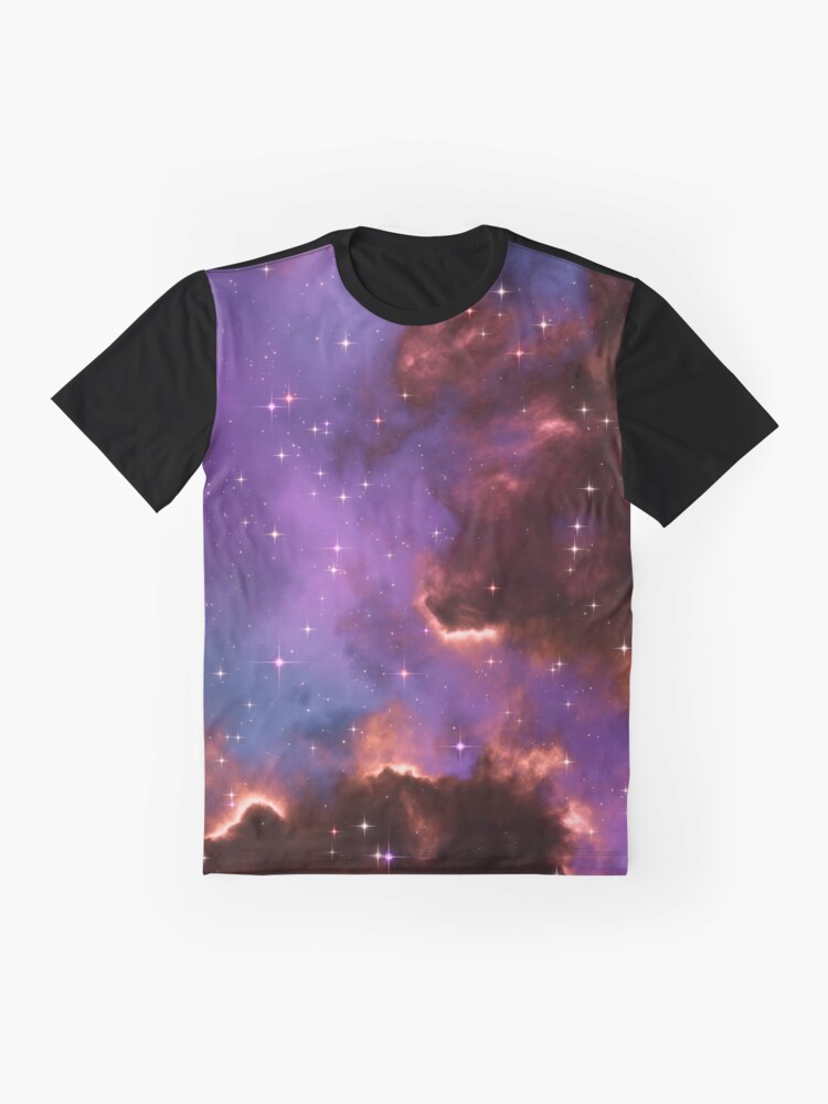Alternate view of Fantasy nebula cosmos sky in space with stars (Red/Purple/Blue) Graphic T-Shirt