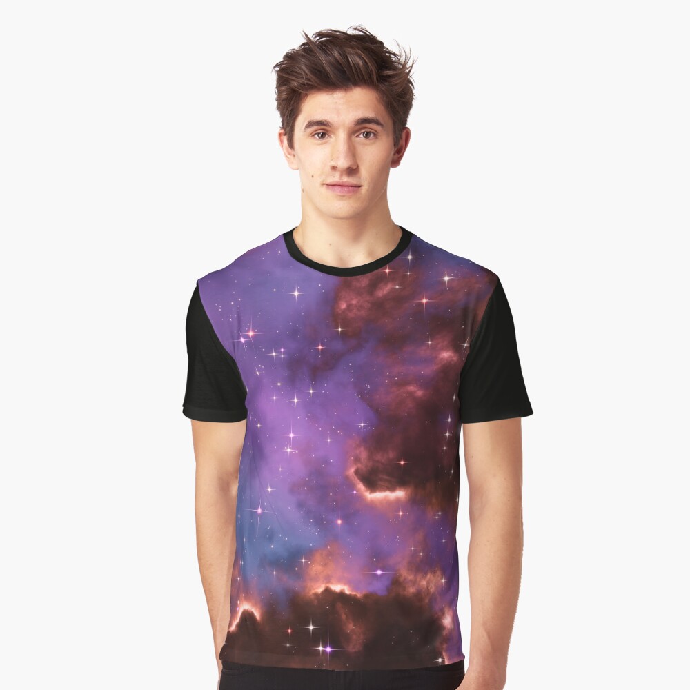 Fantasy nebula cosmos sky in space with stars (Red/Purple/Blue) Graphic T-Shirt