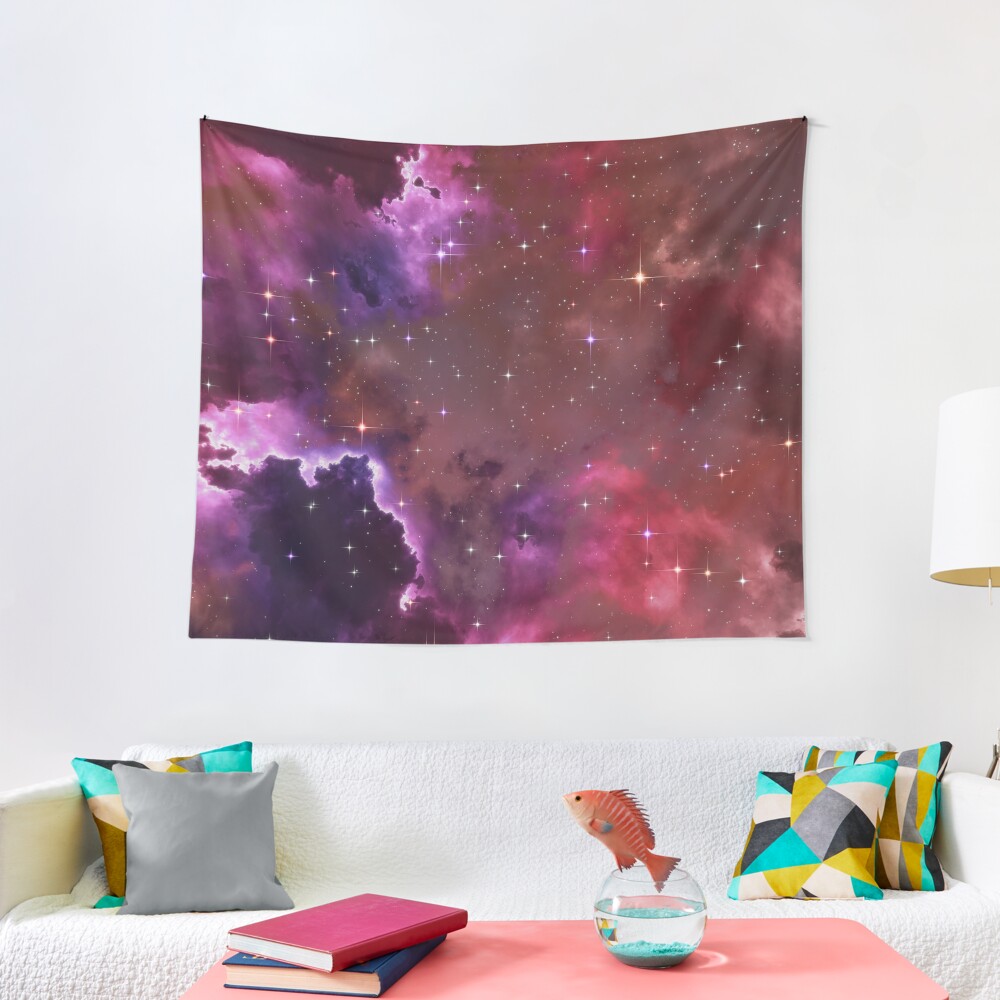Fantasy nebula cosmos sky in space with stars (Purple/Pink/Magenta) Tapestry