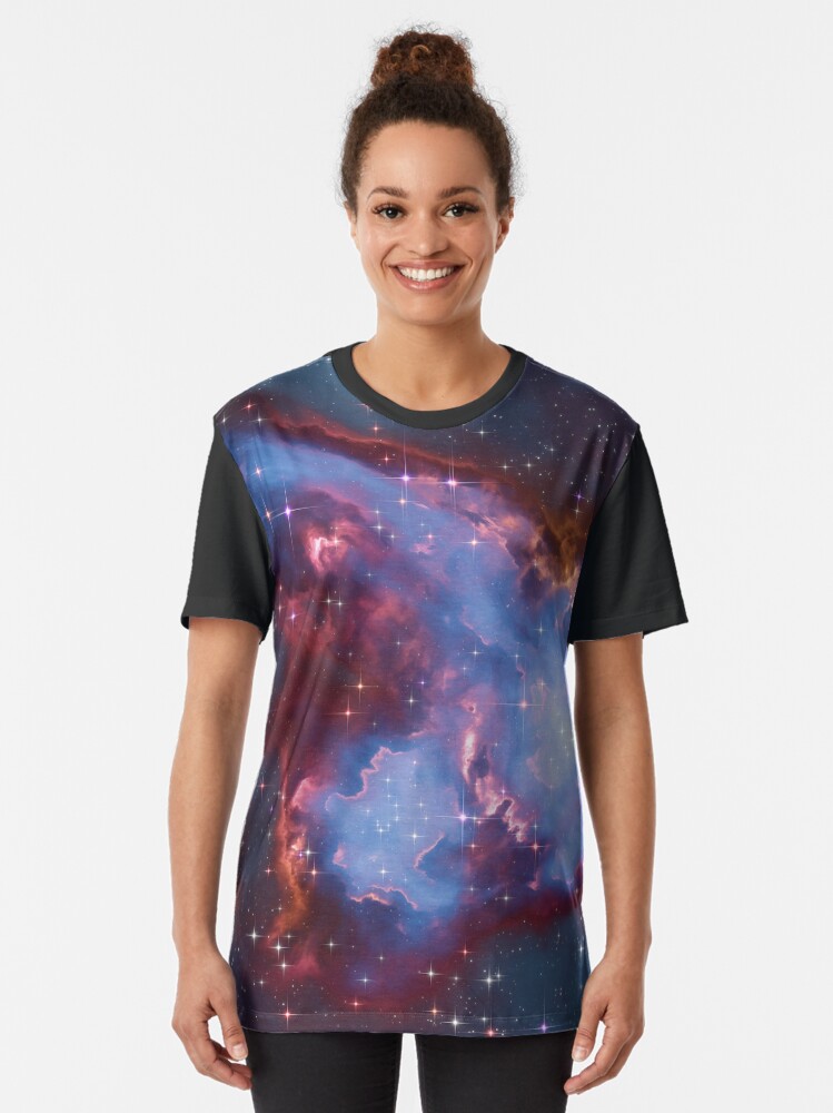 Alternate view of Fantasy nebula cosmos sky in space with stars (Blue) Graphic T-Shirt