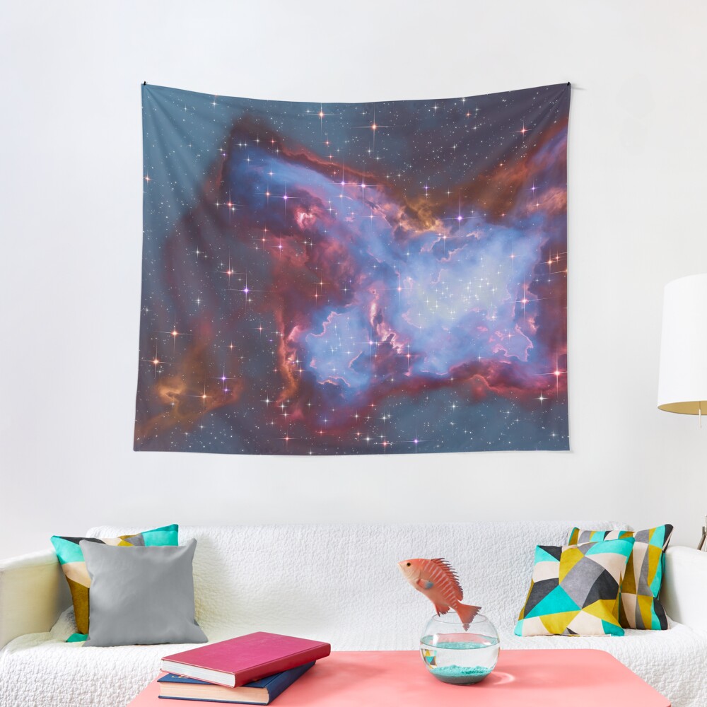 Fantasy nebula cosmos sky in space with stars (Blue) Tapestry
