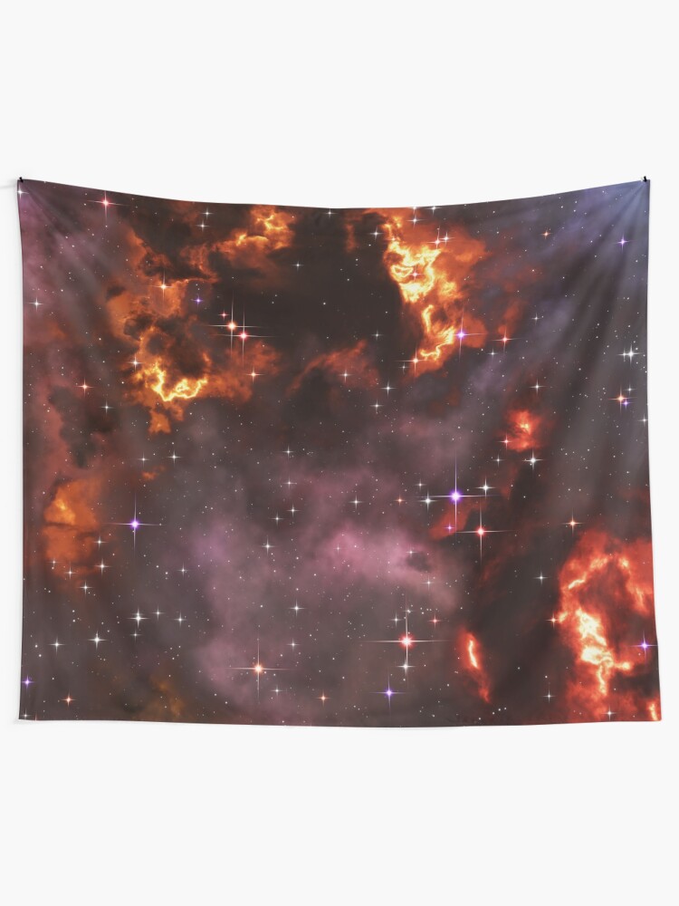 Alternate view of Fantasy nebula cosmos sky in space with stars (Purple/Yellow/Orange/Red) Tapestry