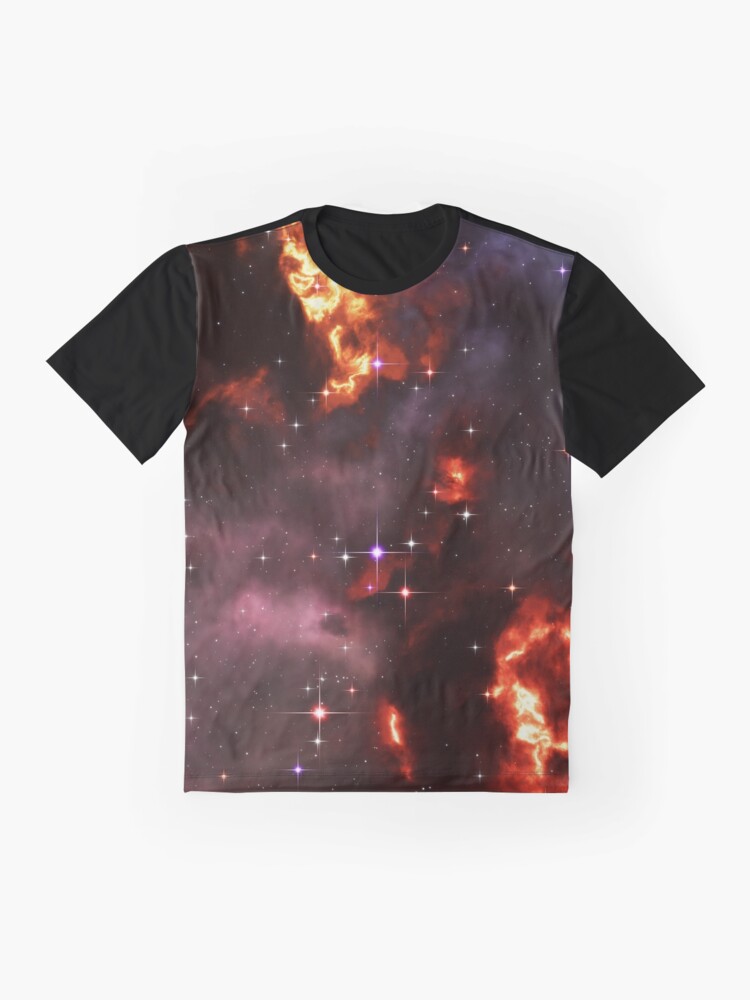 Alternate view of Fantasy nebula cosmos sky in space with stars (Purple/Yellow/Orange/Red) Graphic T-Shirt