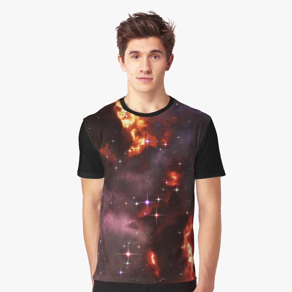Fantasy nebula cosmos sky in space with stars (Purple/Yellow/Orange/Red) Graphic T-Shirt