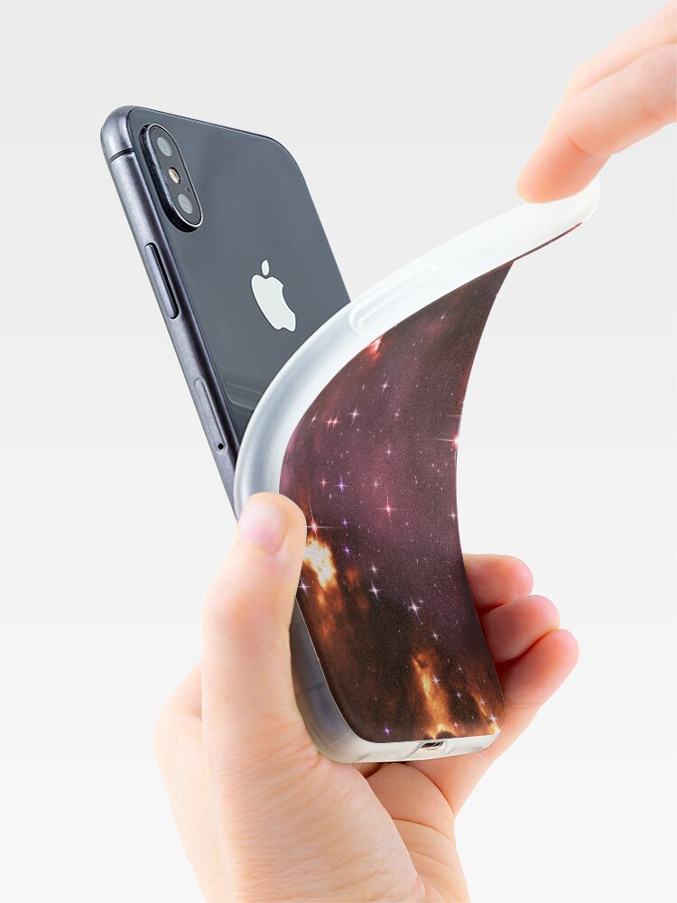 Alternate view of Fantasy nebula cosmos sky in space with stars (Purple/Yellow/Orange/Red/Magenta) iPhone Case